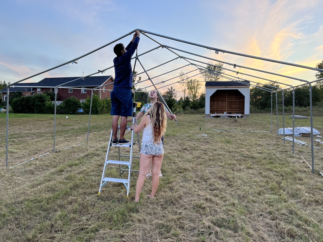 Setting up the event canopy